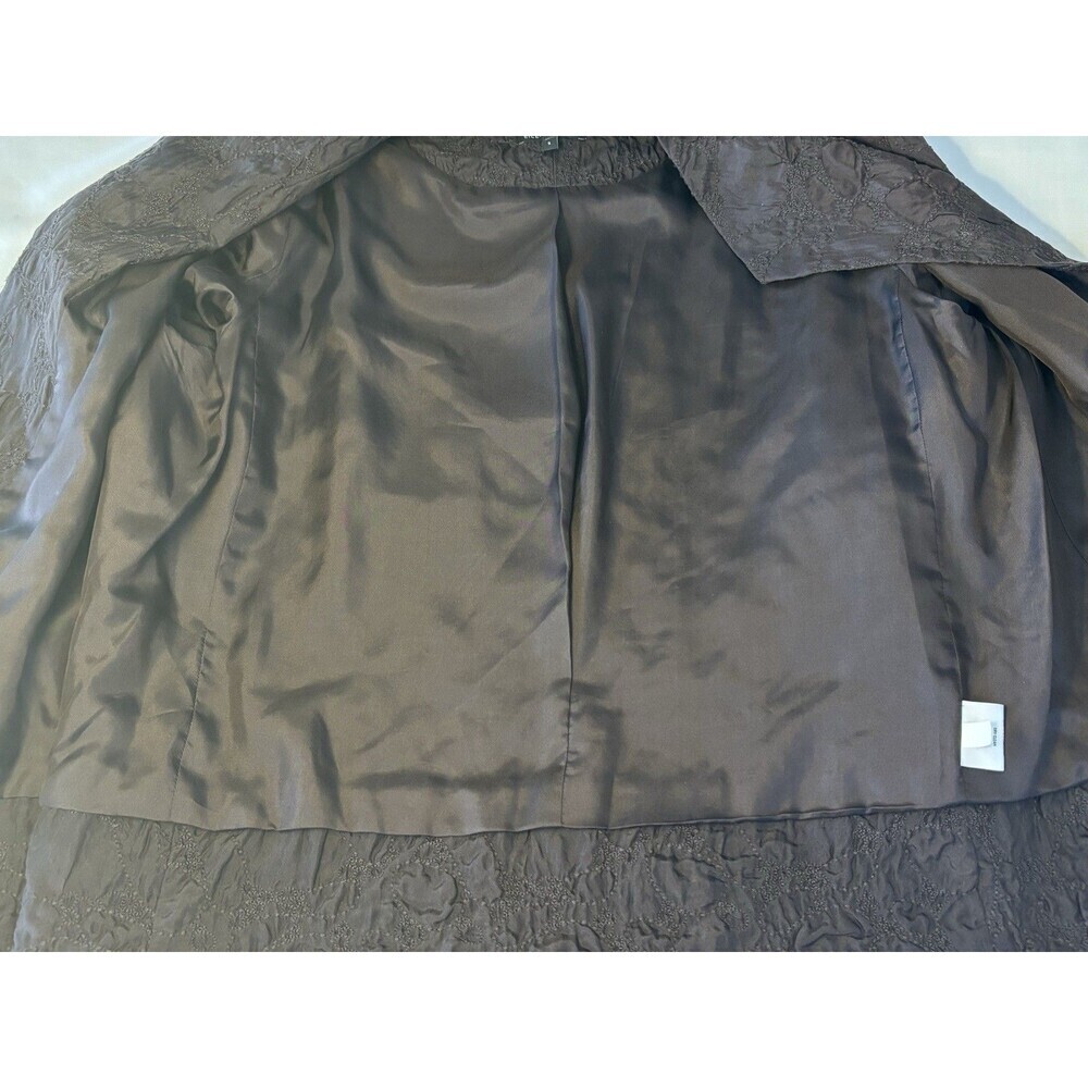 EILEEN FISHER Brown Textured Jacquard Open Jacket Blazer Women Small Silk Blend - Picture 8 of 13
